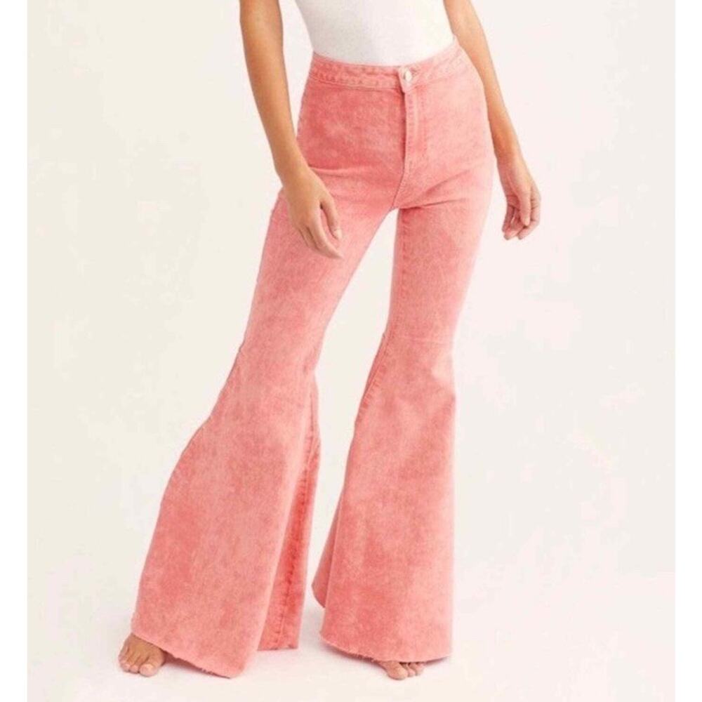 NWT Free People We The Free Float On Flare Jeans Women's Size 26 Prairie Pink